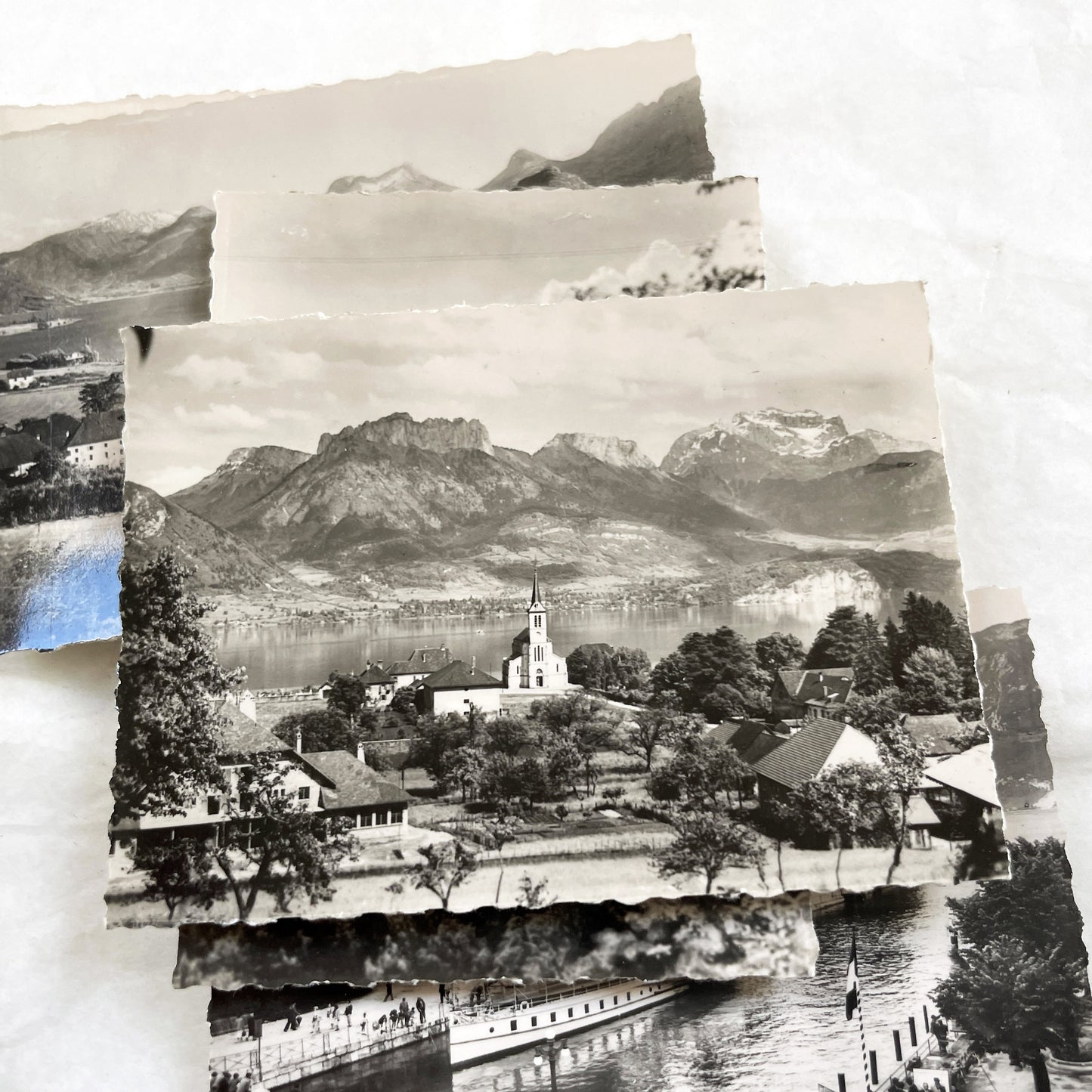 1950s - Vintage Lac d'Annecy Real Photos Set - Scenic French Alps Souvenir - Historic French Travel Photography Collection