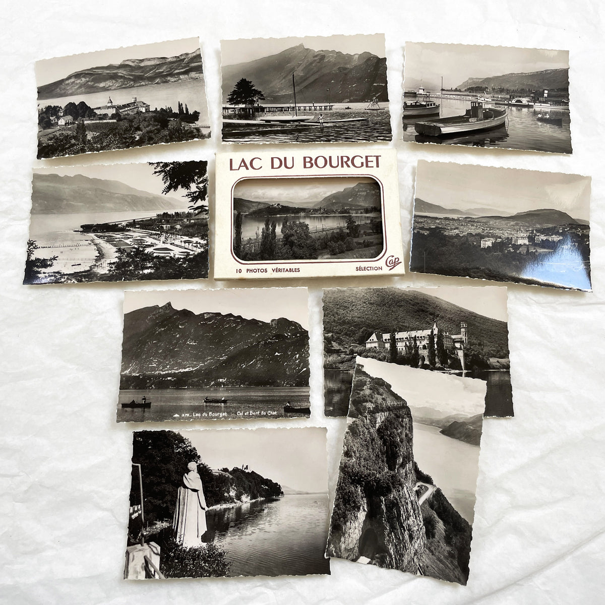 1950s - Vintage Lac du Bourget Photo Cards - Black and White French Lake Scenery - Historical Views from Savoie - Collectible Ephemera
