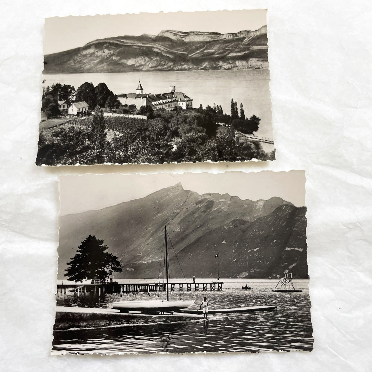 1950s - Vintage Lac du Bourget Photo Cards - Black and White French Lake Scenery - Historical Views from Savoie - Collectible Ephemera