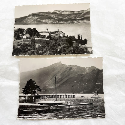 1950s - Vintage Lac du Bourget Photo Cards - Black and White French Lake Scenery - Historical Views from Savoie - Collectible Ephemera
