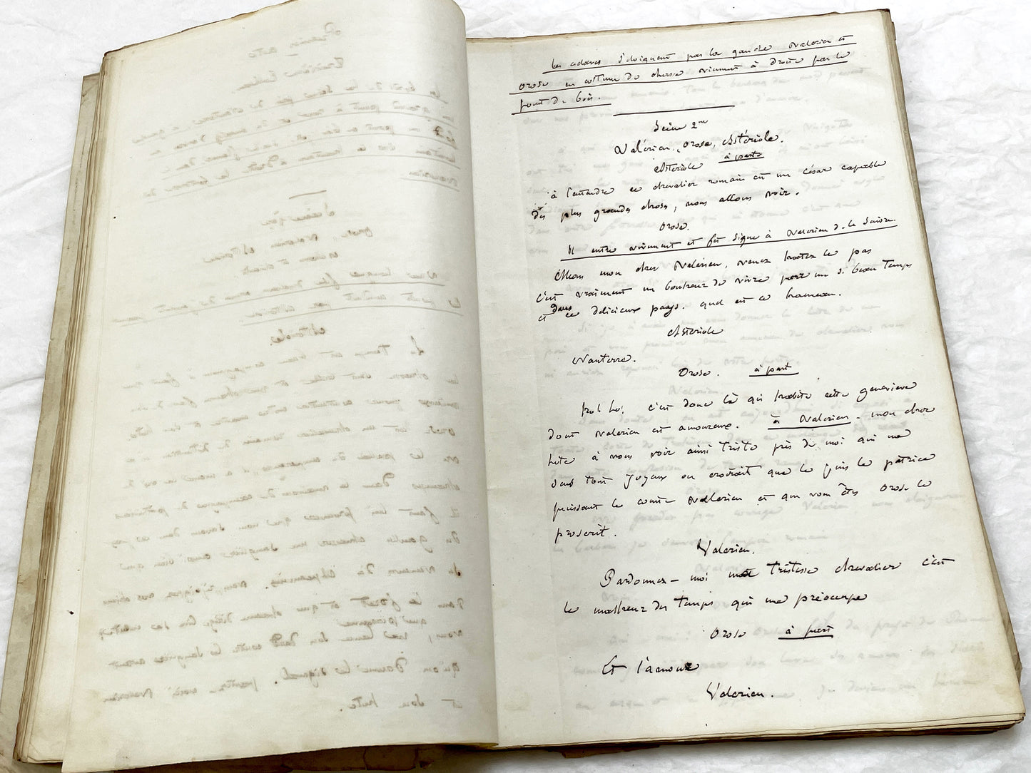 Mid 19th – 150-Pages French handwritten theater manuscript – Literary working draft of a play’s first act with author corrections