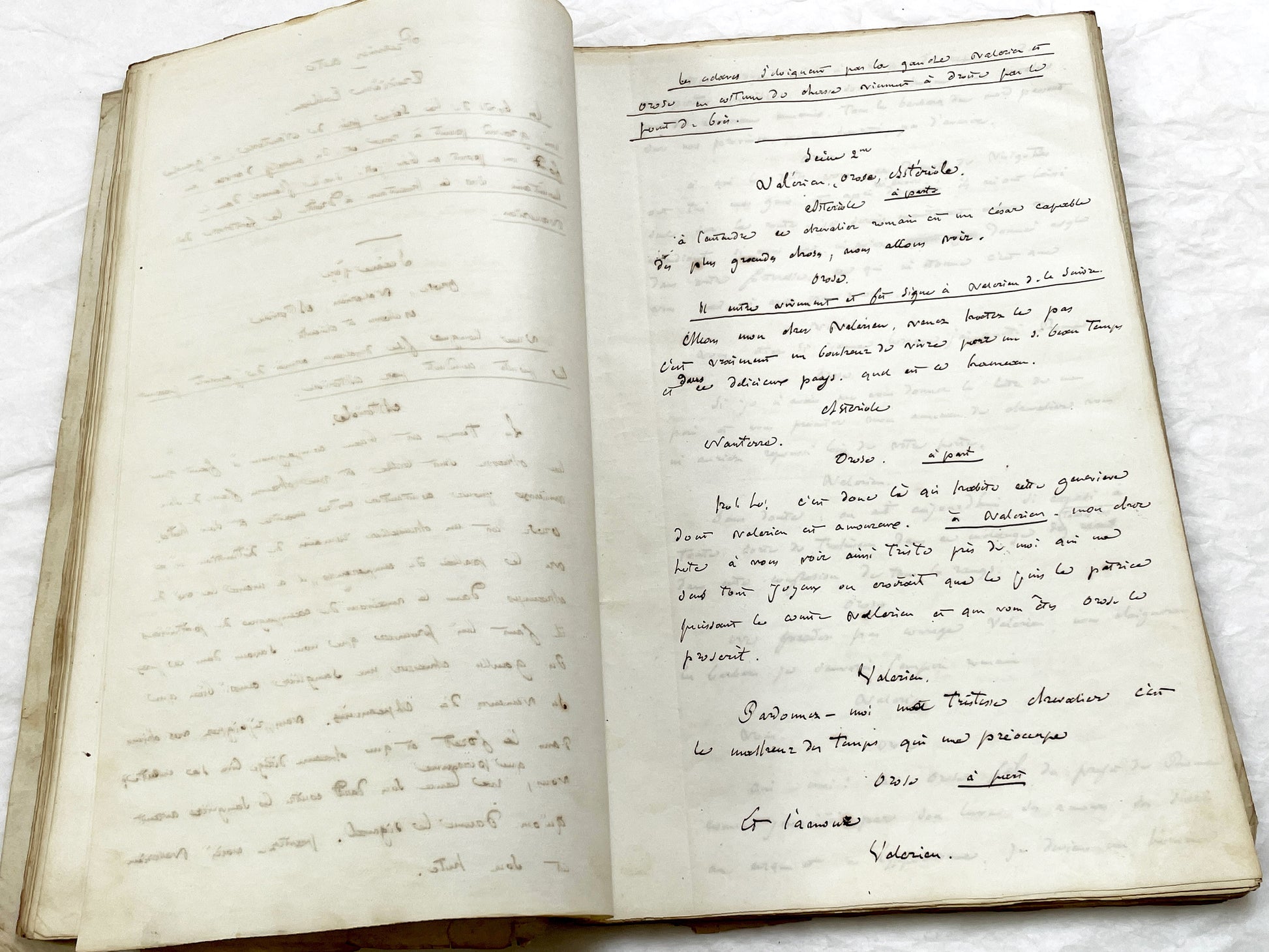 Mid 19th – 150-Pages French handwritten theater manuscript – Literary working draft of a play’s first act with author corrections