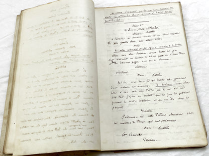 Mid 19th – 150-Pages French handwritten theater manuscript – Literary working draft of a play’s first act with author corrections