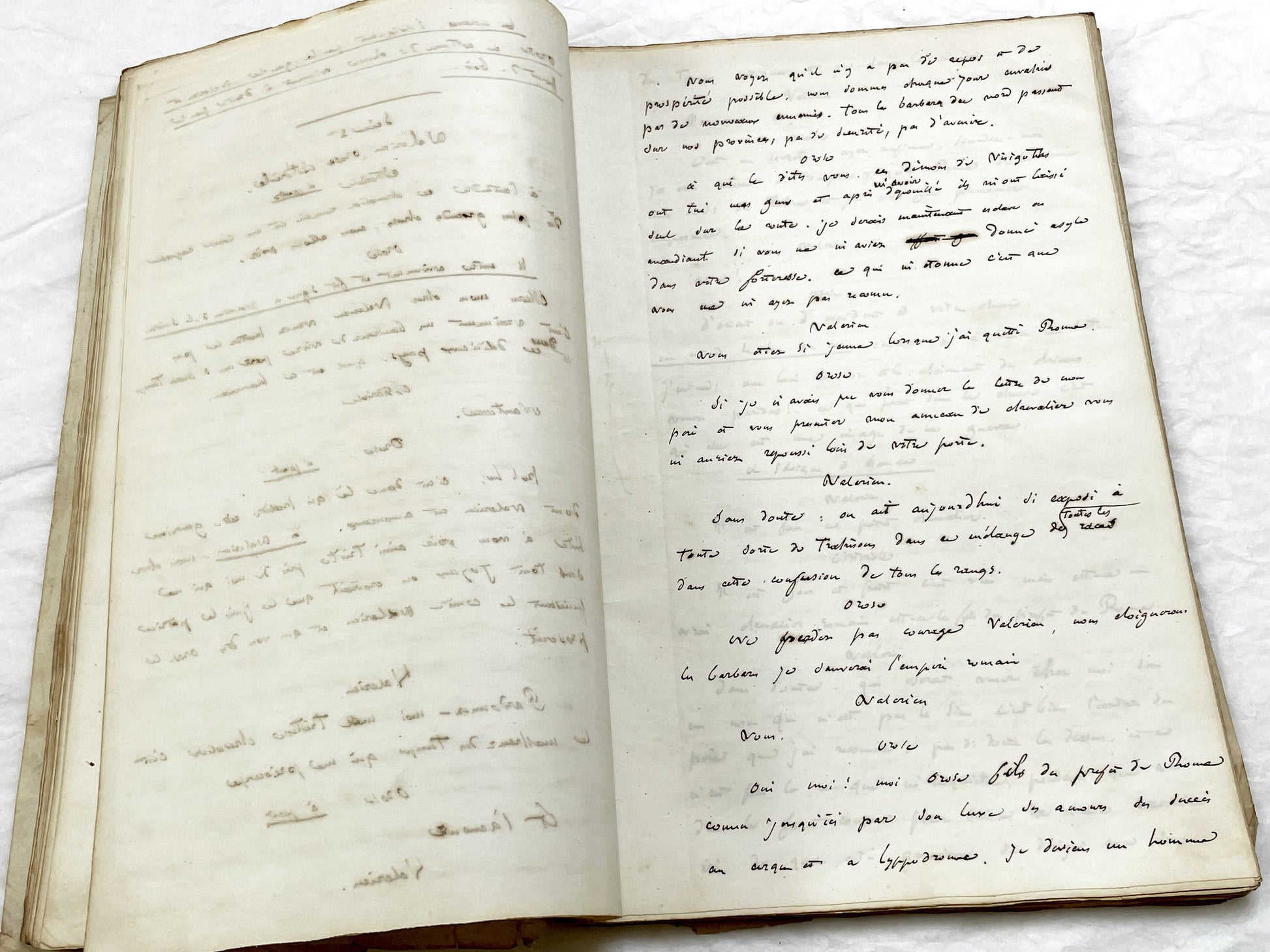 Mid 19th – 150-Pages French handwritten theater manuscript – Literary working draft of a play’s first act with author corrections