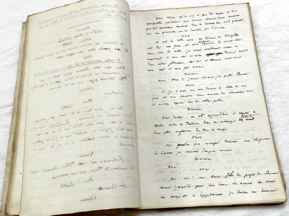 Mid 19th – 150-Pages French handwritten theater manuscript – Literary working draft of a play’s first act with author corrections