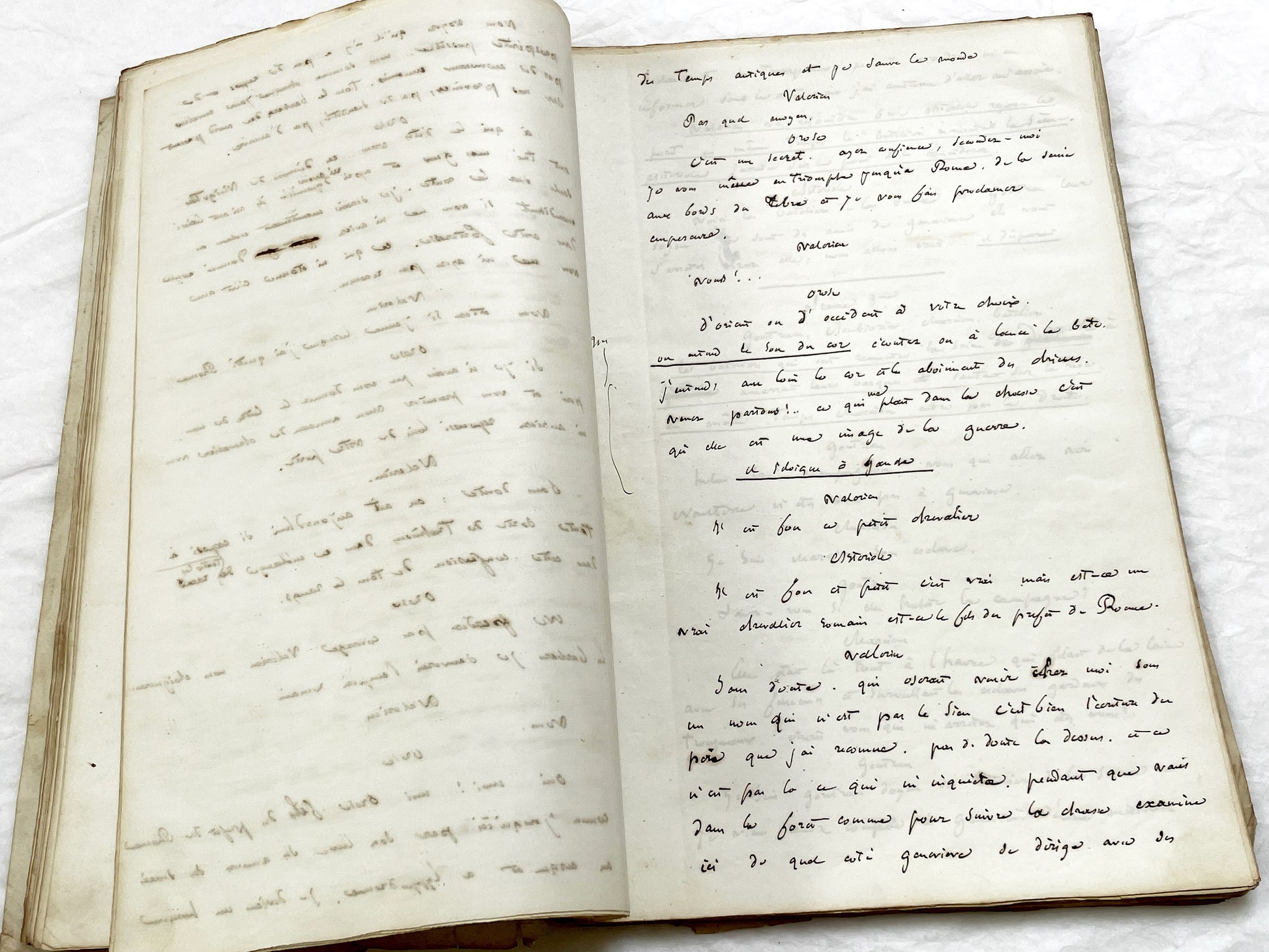 Mid 19th – 150-Pages French handwritten theater manuscript – Literary working draft of a play’s first act with author corrections