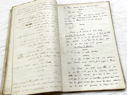 Mid 19th – 150-Pages French handwritten theater manuscript – Literary working draft of a play’s first act with author corrections