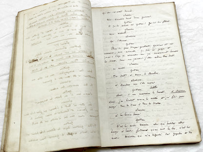 Mid 19th – 150-Pages French handwritten theater manuscript – Literary working draft of a play’s first act with author corrections