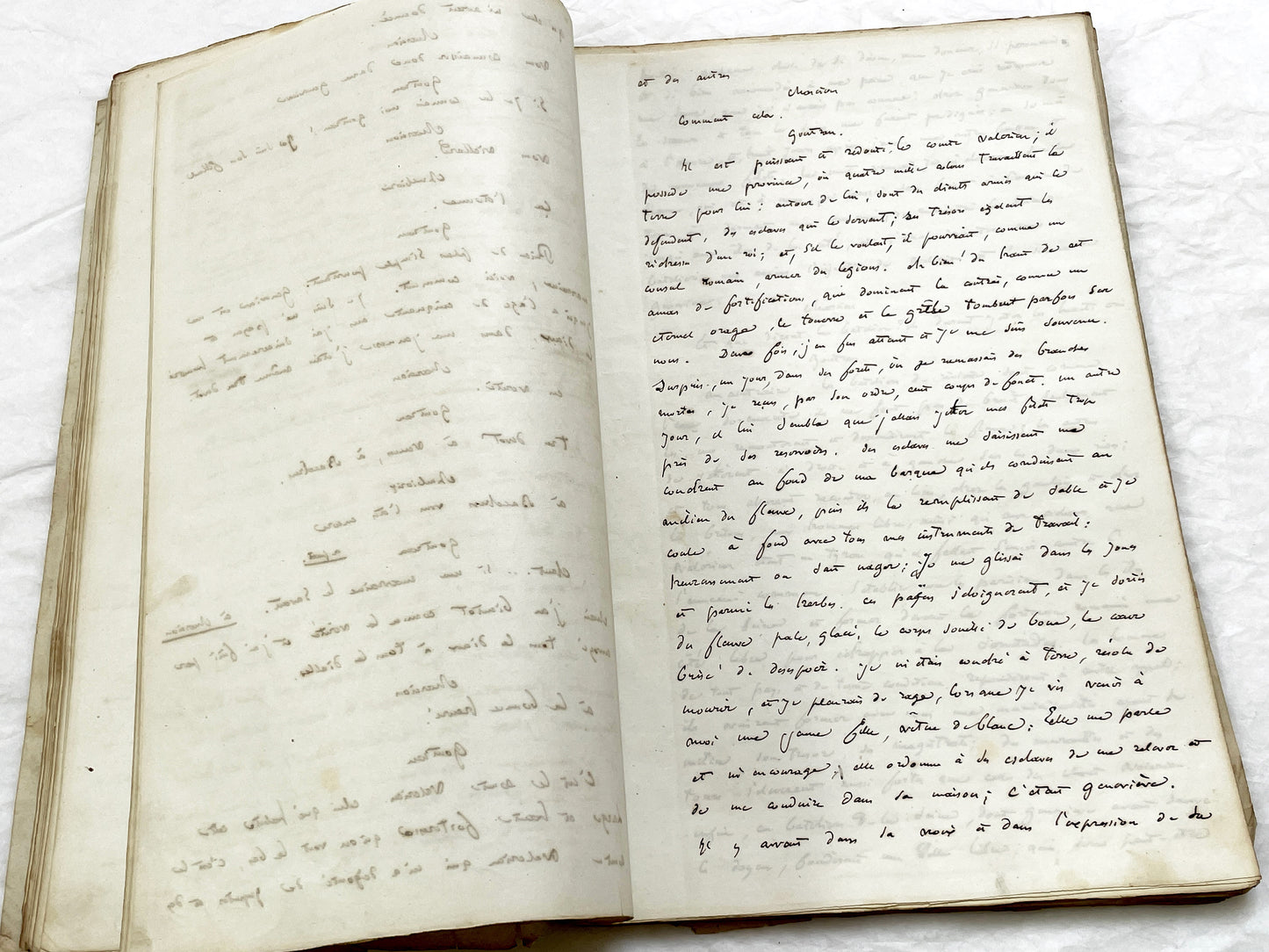 Mid 19th – 150-Pages French handwritten theater manuscript – Literary working draft of a play’s first act with author corrections