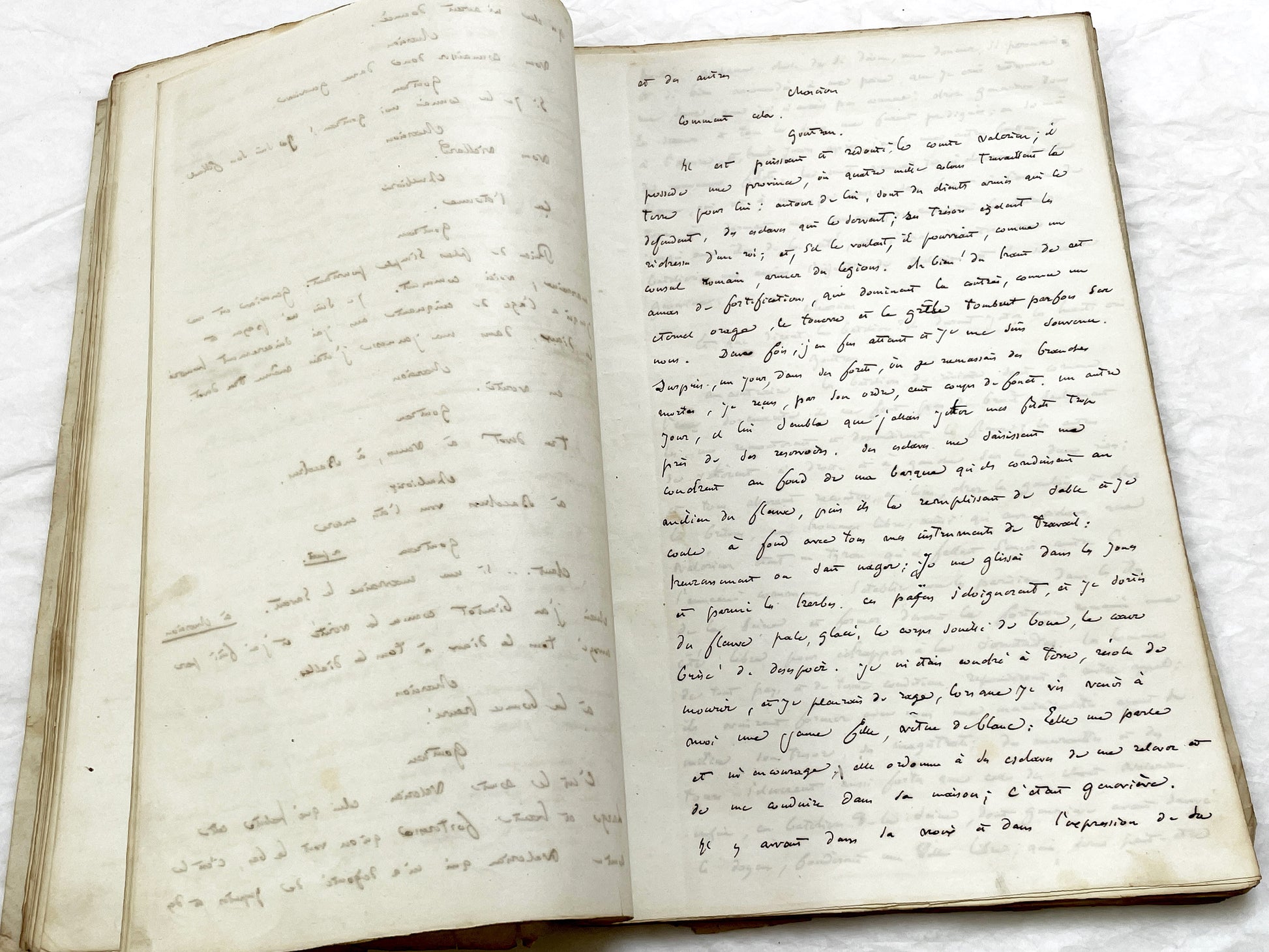 Mid 19th – 150-Pages French handwritten theater manuscript – Literary working draft of a play’s first act with author corrections
