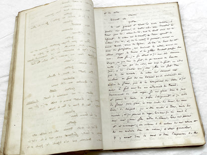 Mid 19th – 150-Pages French handwritten theater manuscript – Literary working draft of a play’s first act with author corrections