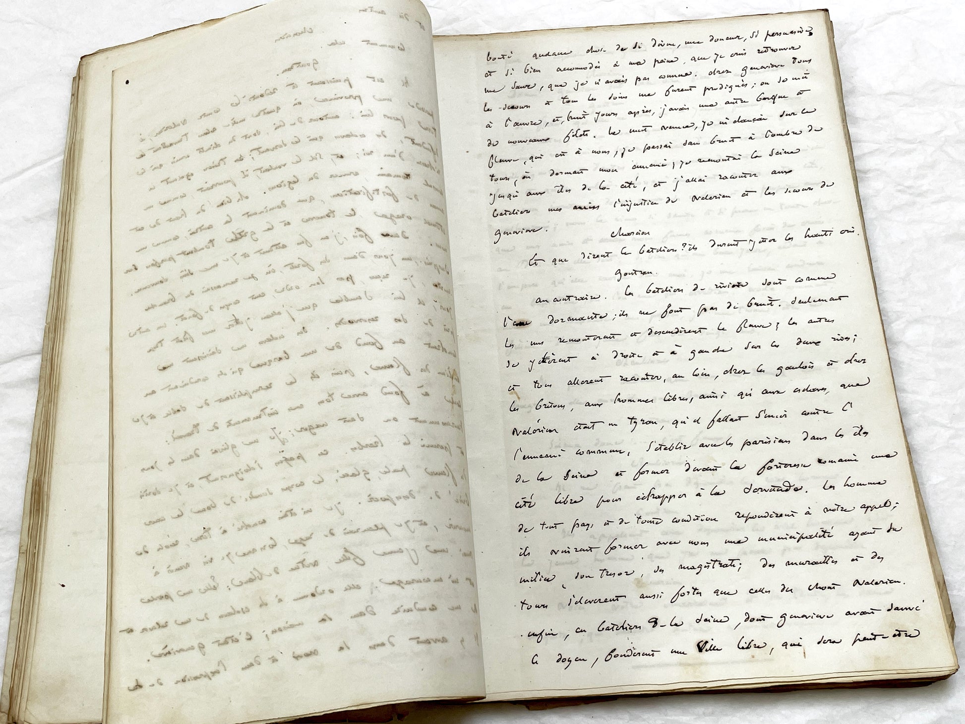 Mid 19th – 150-Pages French handwritten theater manuscript – Literary working draft of a play’s first act with author corrections