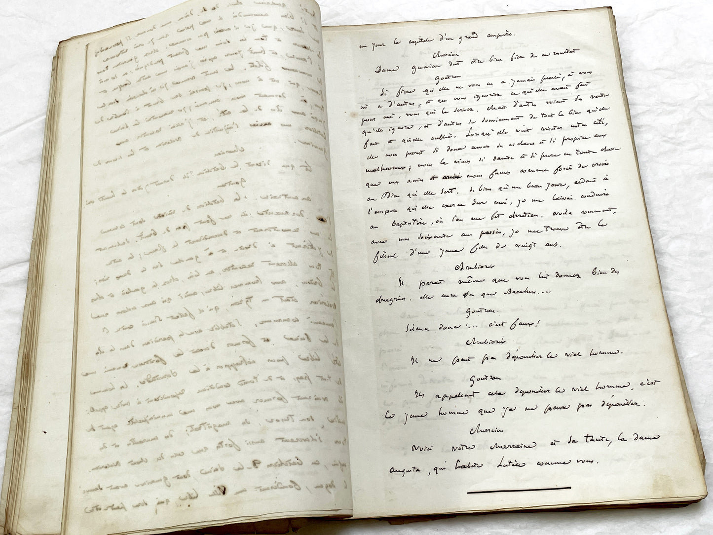 Mid 19th – 150-Pages French handwritten theater manuscript – Literary working draft of a play’s first act with author corrections
