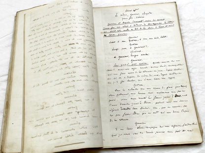 Mid 19th – 150-Pages French handwritten theater manuscript – Literary working draft of a play’s first act with author corrections