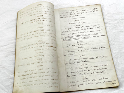 Mid 19th – 100-Pages French handwritten theater manuscript – Literary working draft of a play’s first act with author corrections