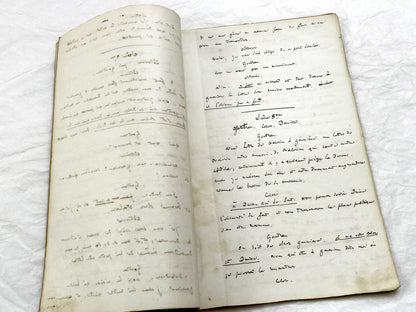 Mid 19th – 100-Pages French handwritten theater manuscript – Literary working draft of a play’s first act with author corrections
