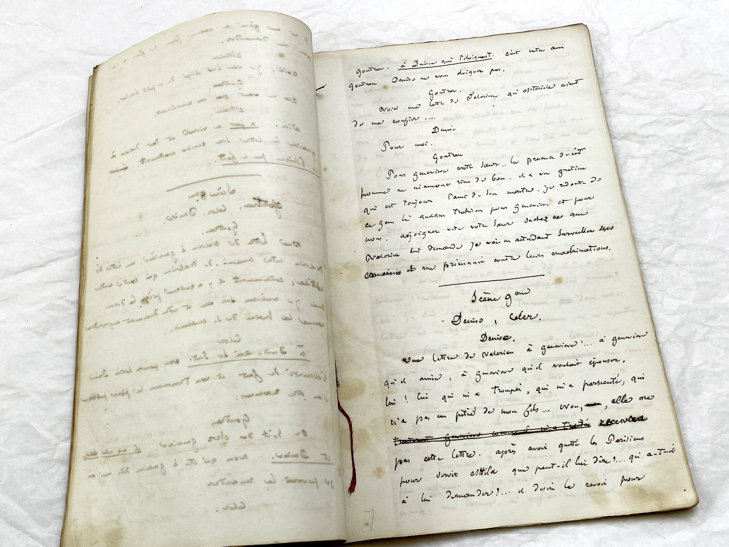 Mid 19th – 100-Pages French handwritten theater manuscript – Literary working draft of a play’s first act with author corrections