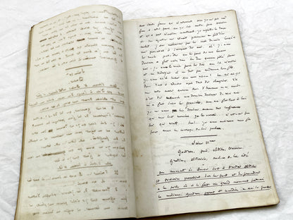 Mid 19th – 100-Pages French handwritten theater manuscript – Literary working draft of a play’s first act with author corrections