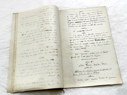 Mid 19th – 30-Pages French handwritten theater manuscript – Literary working draft of a play’s first act with author corrections