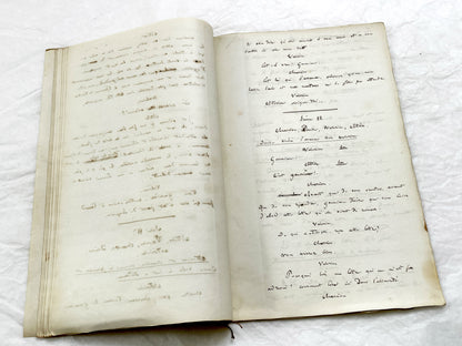Mid 19th – 30-Pages French handwritten theater manuscript – Literary working draft of a play’s first act with author corrections
