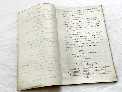 Mid 19th – 40-Pages French handwritten theater manuscript – Literary working draft of a play’s first act with author corrections