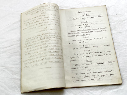 Mid 19th – 40-Pages French handwritten theater manuscript – Literary working draft of a play’s first act with author corrections
