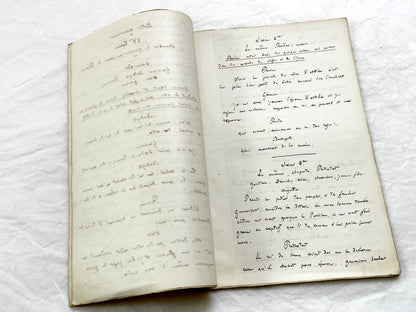 Mid 19th – 40-Pages French handwritten theater manuscript – Literary working draft of a play’s first act with author corrections