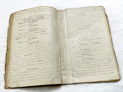 Mid 19th – 26-page literary draft with dialogues and author revisions - French handwritten theater manuscript – Antique Handwritten Draft