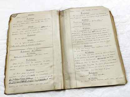 Mid 19th – 26-page literary draft with dialogues and author revisions - French handwritten theater manuscript – Antique Handwritten Draft