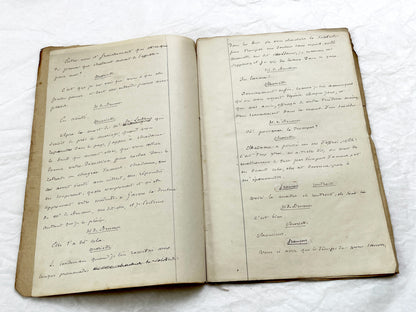 Mid 19th – 28-page literary draft with dialogues and author revisions - French handwritten theater manuscript – Antique Handwritten Draft