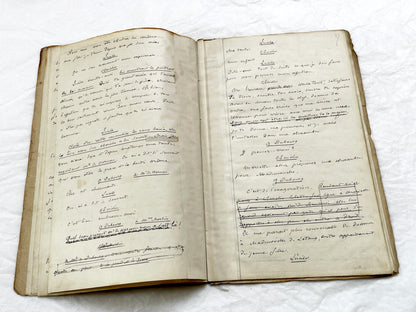Mid 19th – 28-page literary draft with dialogues and author revisions - French handwritten theater manuscript – Antique Handwritten Draft