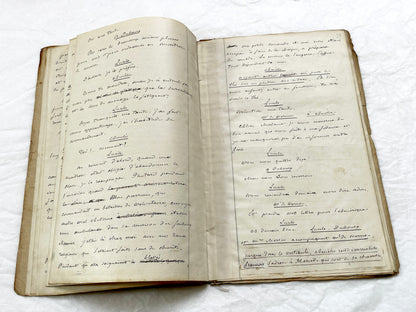 Mid 19th – 28-page literary draft with dialogues and author revisions - French handwritten theater manuscript – Antique Handwritten Draft