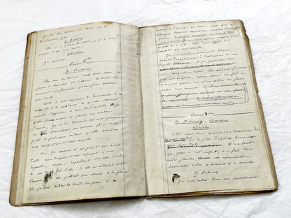 Mid 19th – 28-page literary draft with dialogues and author revisions - French handwritten theater manuscript – Antique Handwritten Draft