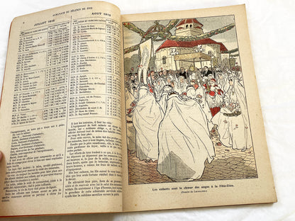 1910s - Vintage Catholic French Almanac 1912 - Beautifully Illustrated Religious Annual Book - Antique Christian Morality Tales