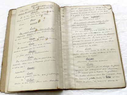 Mid 19th – 28-page literary draft with dialogues and author revisions - French handwritten theater manuscript – Antique Handwritten Draft