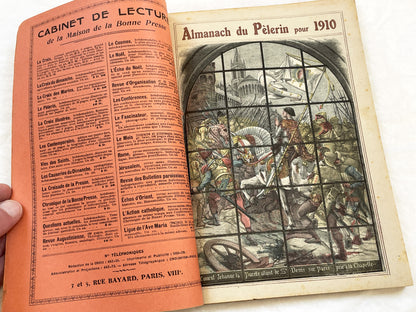 1910s - French Catholic Almanac - Illustrated Le Pèlerin Journal - Maison De La Bonne Presse - Religious Stories - Antique Art Print