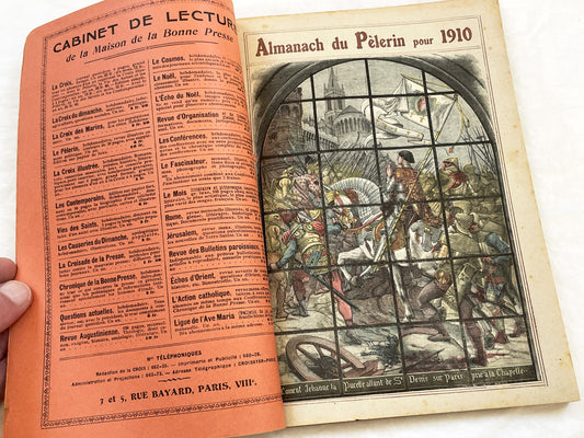 1910s - French Catholic Almanac - Illustrated Le Pèlerin Journal - Maison De La Bonne Presse - Religious Stories - Antique Art Print
