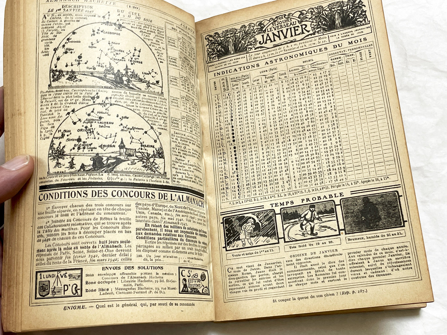 1940s – 300 Pages Almanach Hachette – Vintage French almanac – Wartime edition of the “Practical Life Encyclopedia”