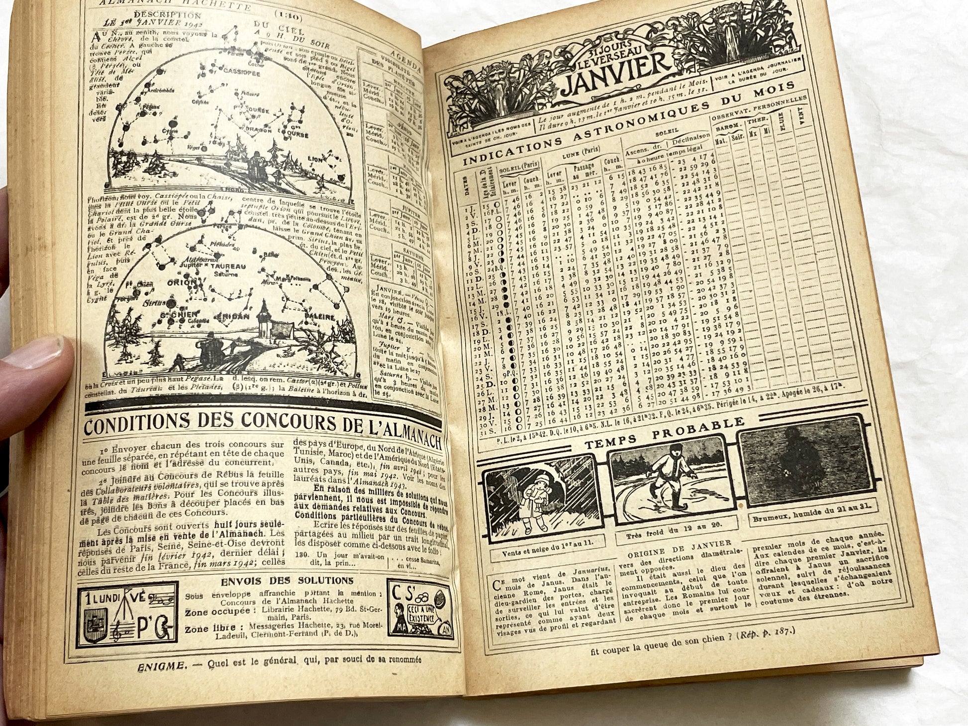 1940s – 300 Pages Almanach Hachette – Vintage French almanac – Wartime edition of the “Practical Life Encyclopedia”