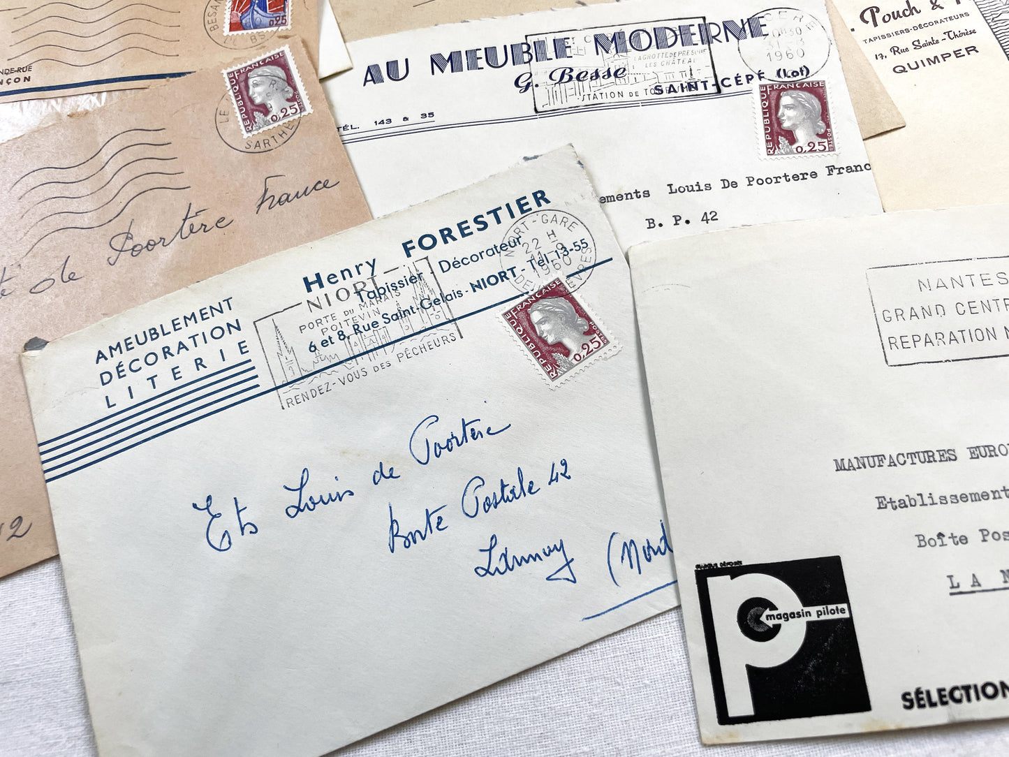 1950s - Lot of 20 Vintage French Business Envelopes – 1950s/1960s Ephemera for Junk Journals, Collage & Paper Crafts