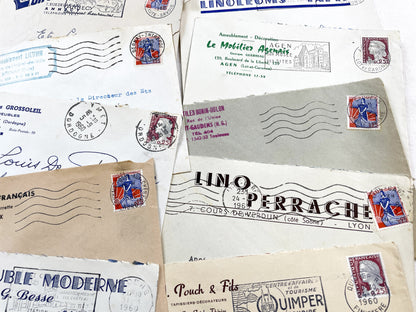 1950s - Lot of 20 Vintage French Business Envelopes – 1950s/1960s Ephemera for Junk Journals, Collage & Paper Crafts
