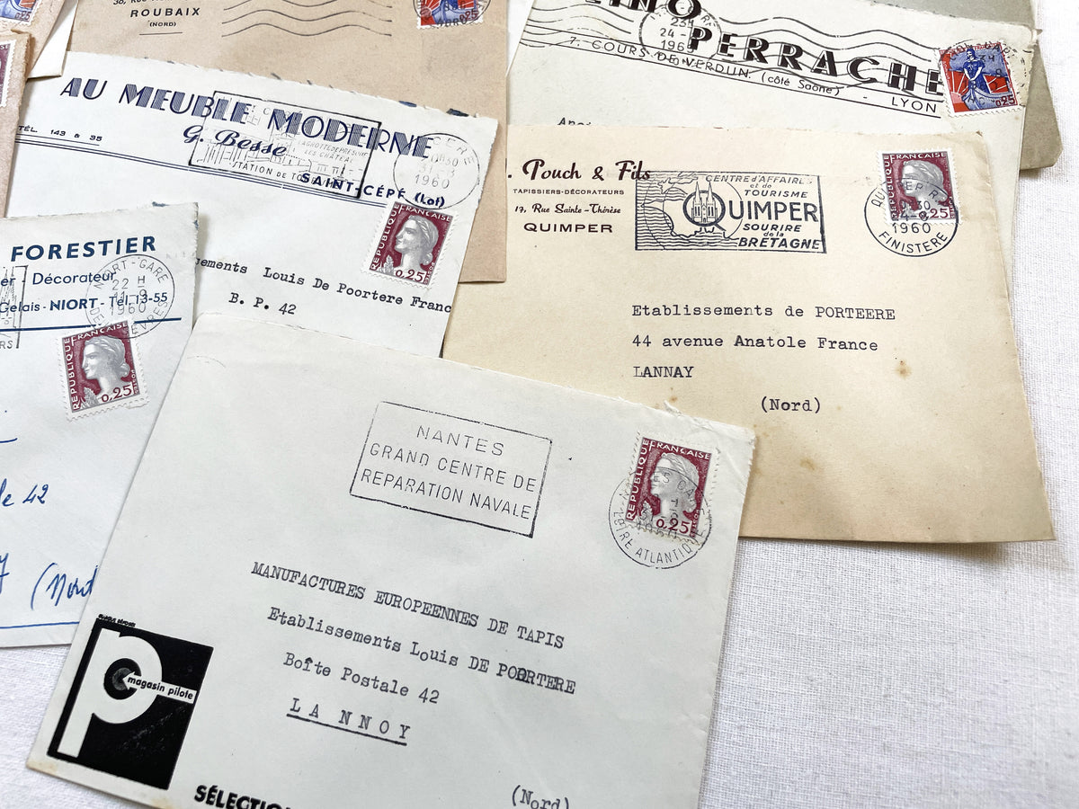 1950s - Lot of 20 Vintage French Business Envelopes – 1950s/1960s Ephemera for Junk Journals, Collage & Paper Crafts