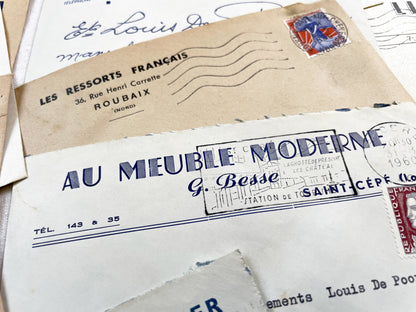 1950s - Lot of 20 Vintage French Business Envelopes – 1950s/1960s Ephemera for Junk Journals, Collage & Paper Crafts