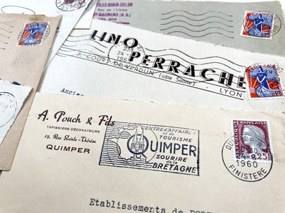 1950s - Lot of 20 Vintage French Business Envelopes – 1950s/1960s Ephemera for Junk Journals, Collage & Paper Crafts