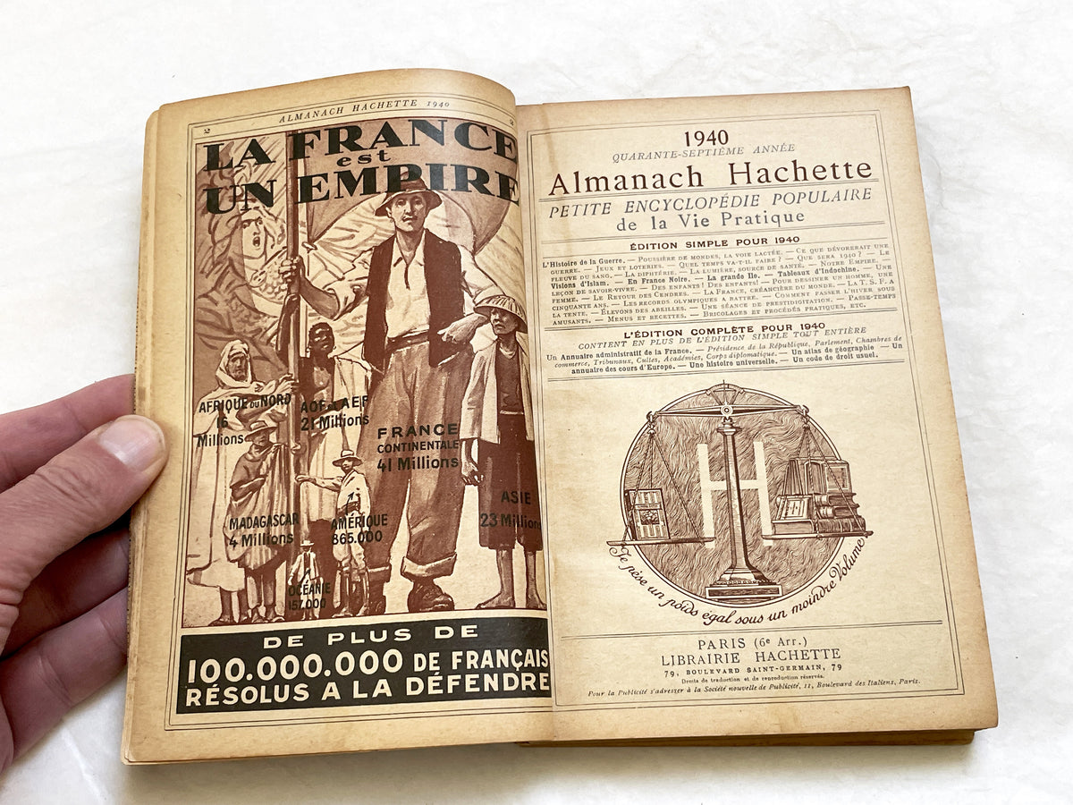 1940s – 350 Pages Almanach Hachette – Vintage French almanac – Wartime edition of the “Practical Life Encyclopedia”