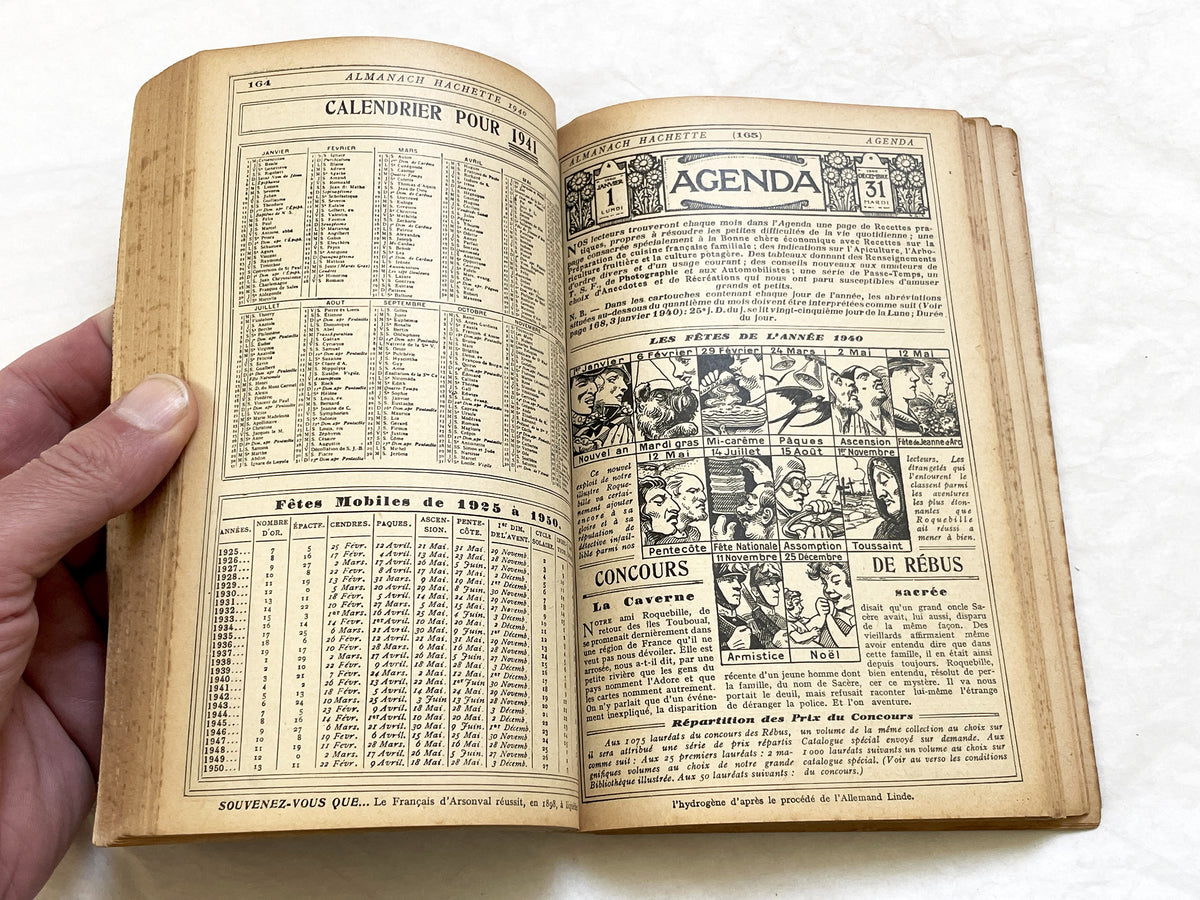 1940s – 350 Pages Almanach Hachette – Vintage French almanac – Wartime edition of the “Practical Life Encyclopedia”