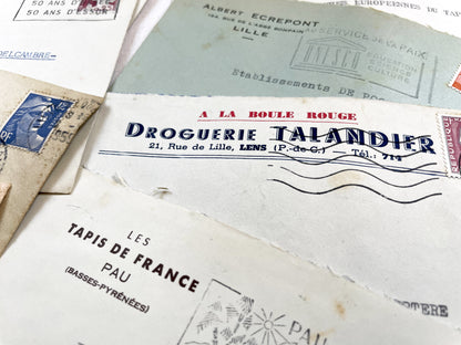 1950s - Lot of 20 Vintage French Business Envelopes – 1950s/1960s Ephemera for Junk Journals, Collage & Paper Crafts