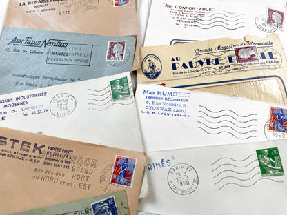 1950s - Lot of 20 Vintage French Business Envelopes – 1950s/1960s Ephemera for Junk Journals, Collage & Paper Crafts