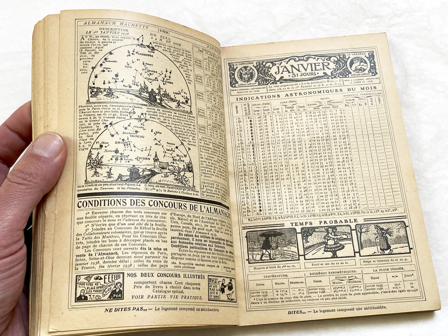 1930s – 380 Pages Almanach Hachette – Vintage French illustrated almanac – Practical life & cultural encyclopedia