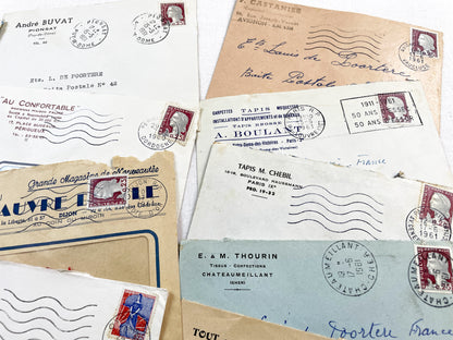 1950s - Lot of 20 Vintage French Business Envelopes – 1950s/1960s Ephemera for Junk Journals, Collage & Paper Crafts